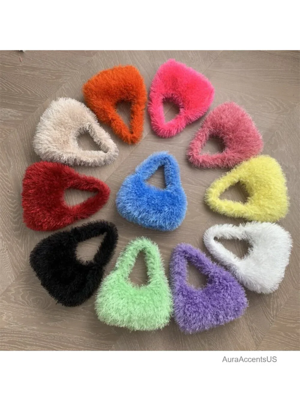 Faux Fur Fluffy Hobo Bag Furry Handbag Purse Fuzzy Tote Shoulder Bag